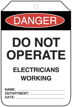 TAG DANGER -DO NOT OPERATE (ELECT.) (PKT 100)